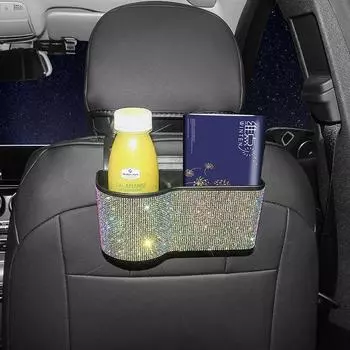 Сумка для хранения автомобиля Diamond Crystal, водонепроницаемый органайзер для спинки сиденья, подвесной мусорный контейнер с небольшим столиком, удобные автомобильные аксессуары чёрный