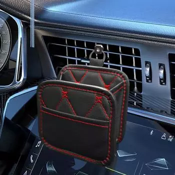 Сумка для хранения автомобиля, вентиляционное отверстие, подвесная кожаная коробка-органайзер, держатель для очков и телефона, органайзер для хранения автомобильных аксессуаров бежевый