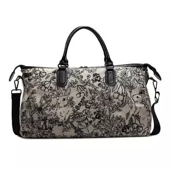 Сумка для хранения багажа с принтом, для путешествий на короткие расстояния, большая вместимость, водонепроницаемая сумка для занятий спортом на открытом воздухе и фитнеса чёрный