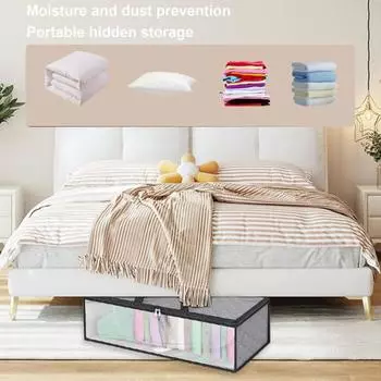 Сумка для хранения бейсбольной кепки, большая вместимость, прозрачное окно, пыленепроницаемая, складная портативная ручка, молния, нетканый материал, одежда, простыня, игрушки чёрный