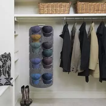 Сумка для хранения бейсбольной кепки За дверью Настенный держатель для шляпы Большая вместительная противоскользящая стойка для бейсболки без перфорации Подвесная стойка для витрины Аккуратно расположенная кепка чёрный