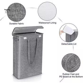 Сумка для хранения белья с эргономичной ручкой, складная конструкция, пылезащитная, вместительная, для организации одежды, корзина для белья серый