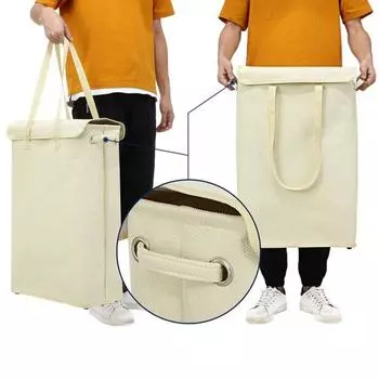 Сумка для хранения белья с эргономичной ручкой, складная конструкция, пылезащитная, вместительная, для организации одежды, корзина для белья серый