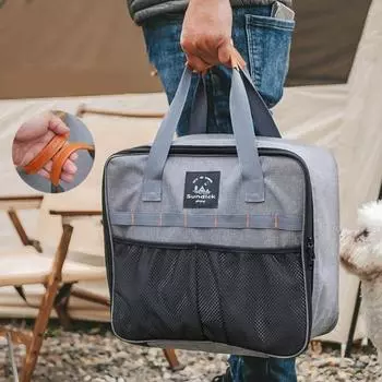 Сумка для хранения бензобака большой емкости, внешний сетчатый карман с крепежным ремнем, кассетная плита, сумка для хранения газовых баллонов, принадлежности для кемпинга темно-серого