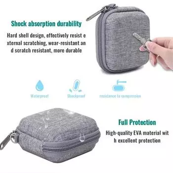 Сумка для хранения беспроводного зарядного устройства с сетчатым карманом на молнии. Прочный корпус большой вместимости. Ударопрочный чехол для наушников. Органайзер для хранения.