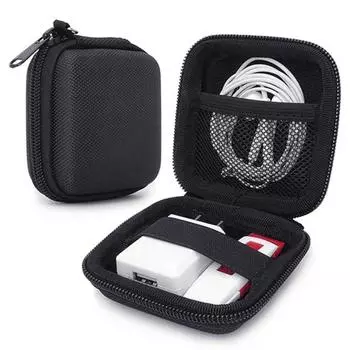 Сумка для хранения беспроводного зарядного устройства с сетчатым карманом на молнии. Прочный корпус большой вместимости. Ударопрочный чехол для наушников. Органайзер для хранения.
