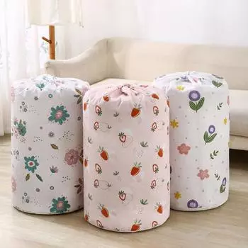 Сумка для хранения большой емкости, дышащая, легкая, с круглым дном, с завязками на шнурке, сумка для одеяла для дома E