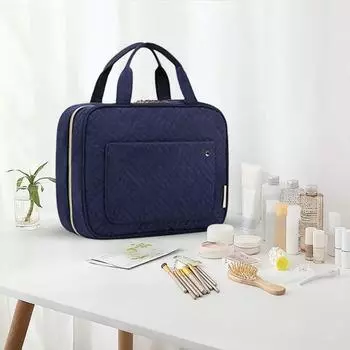 Сумка для хранения большой емкости из лоскутного полиэстера, водонепроницаемая складная женская косметичка, хозяйственные принадлежности небесно-голубой