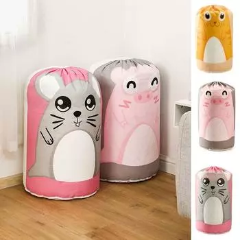 Сумка для хранения большой емкости на шнурке, утолщенная сумка для упаковки одежды, корзина для детских игрушек, общежитие Mouse серый