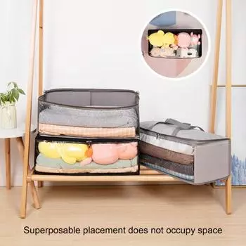 Сумка для хранения большой емкости, водонепроницаемая ткань Оксфорд, сумка для одежды на молнии, хозяйственные принадлежности светло-серый