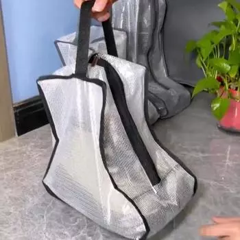 Сумка для хранения ботинок, водонепроницаемая, пылезащитная, прозрачная, защитная сумка для обуви, портативная сумка на молнии, карман для бытового дорожного хранения S чёрный