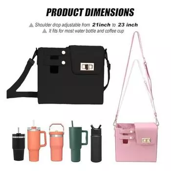 Сумка для хранения бутылок с водой с регулируемыми плечевыми ремнями, теплоизоляционной подкладкой, большой вместимости, универсальная сумка для переноски через плечо чёрный