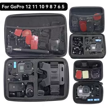 Сумка для хранения, чехол для GoPro Hero 13 12 11 10 9 8 7, черный, портативный водонепроницаемый защитный чехол EVA для экшн-камеры, аксессуары для Go Pro