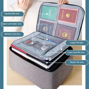 Сумка для хранения документов для дома, большая вместимость, сумка для удостоверения личности, паспорта, карты, водонепроницаемая сумка для хранения папок и файлов чёрный