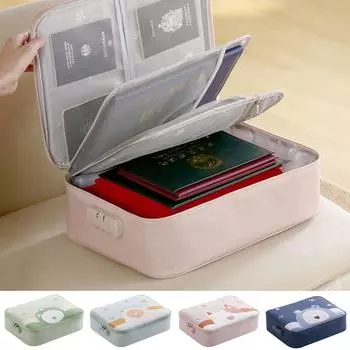 Сумка для хранения документов и билетов из ткани Оксфорд, вместительный трехслойный чехол-органайзер для сертификатов с замком, сумка для сертификатов синий