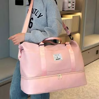 Сумка для хранения, дорожная сумка через плечо с отделением для обуви, водонепроницаемая, вместительная, подходит для ручной клади красный/фиолетовый