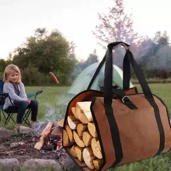 Сумка для хранения дров Tote, принадлежности, большой размер, сумка для переноски дров из холста, сумки для переноски бревен, дрова для камина чёрный