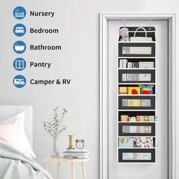 Сумка для хранения Дверной подвесной органайзер с несколькими отделениями Большая вместимость Простая сборка Усиленный органайзер для игрушек Дверной подвесной чехол серый