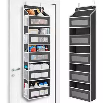 Сумка для хранения Дверной подвесной органайзер с несколькими отделениями Большая вместимость Простая сборка Усиленный органайзер для игрушек Дверной подвесной чехол серый