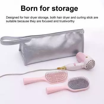 Сумка для хранения фена Водонепроницаемый стильный грязеотталкивающий отсек с ручкой Легко носить с собой Стильный органайзер для фена чёрный