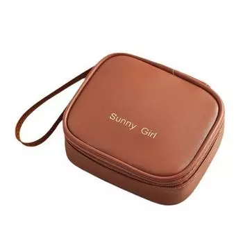 Сумка для хранения гигиенических салфеток из искусственной кожи, косметичка на молнии, портативный органайзер для менструальных подушечек для девочек и женщин чёрный