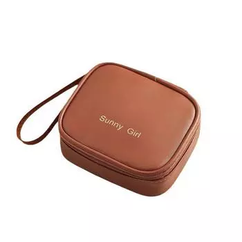 Сумка для хранения гигиенических салфеток, косметичка из искусственной кожи, водонепроницаемая, маленькая квадратная сумка для путешествий розовый