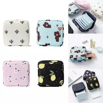 Сумка для хранения гигиенических салфеток на молнии, сумка для менструальных прокладок, портативная сумка для хранения, небольшой кошелек для монет One Size чёрный