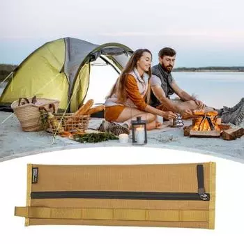 Сумка для хранения гвоздей Ground Nail с D-образной пряжкой, большой вместимости, застежка-молния, водонепроницаемая коричневый