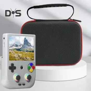 Сумка для хранения игровой консоли с сетчатым карманом, ударопрочный, устойчивый к ударам чехол на молнии для ANBERNIC RG40xxv 406v/405v чёрный