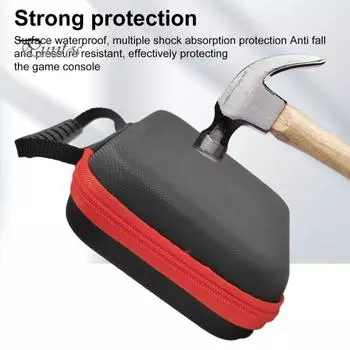 Сумка для хранения игровой консоли с сетчатым карманом, ударопрочный, устойчивый к ударам чехол на молнии для ANBERNIC RG40xxv 406v/405v чёрный