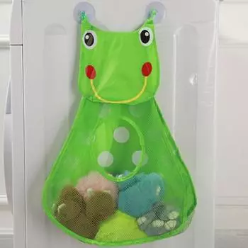 Сумка для хранения игрушек с прочной всасывающей системой, сохраняющая сухость, полиэстер, мощная несущая корзина для хранения мультяшных животных, принадлежности для ванной комнаты зелёный