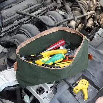 Сумка для хранения инструментов Сверхмощный влажный вощеный холст Водонепроницаемая портативная многофункциональная фурнитура с плоским дном Инструмент Гаджеты Сумка-органайзер Товары для улицы Large армия зеленый