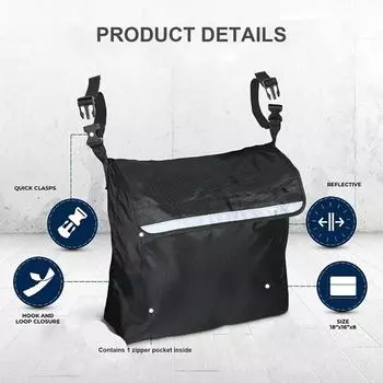 Сумка для хранения инвалидной коляски, электрическая сумка для хранения инвалидной коляски, дорожная сумка-мессенджер для пожилых мужчин, женщин чёрный