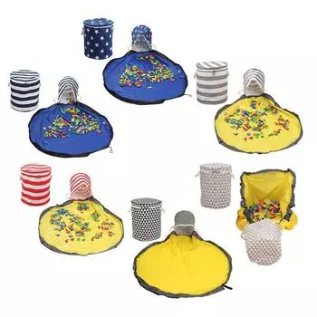 Сумка для хранения из плотной ткани с двойной застежкой-молнией и детским игровым ковриком, водонепроницаемая и пыленепроницаемая