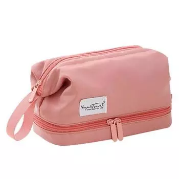 Сумка для хранения изысканного качества, водонепроницаемый нейлоновый износостойкий двухслойный чехол-органайзер для макияжа для путешествий чёрный