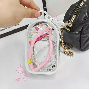 Сумка для хранения кабеля данных Anti Drop с брелком для ключей, сумка для цифрового хранения, сумка для зарядного устройства телефона, кабель для передачи данных чёрный