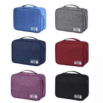 Сумка для хранения кабеля для передачи данных, дорожная зарядка, органайзер для наушников, многофункциональное отделение, большое чёрный