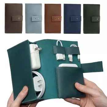 Сумка для хранения кабеля передачи данных, чехол для наушников с несколькими карманами, водонепроницаемая, износостойкая, многофункциональная сумка для хранения темно-коричневого