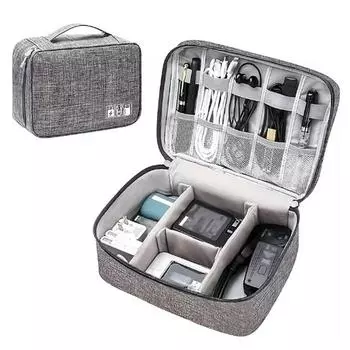 Сумка для хранения кабеля Водонепроницаемый цифровой электронный органайзер Портативная USB-линия передачи данных Зарядное устройство Сумка для хранения Дорожный органайзер для кабеля чёрный
