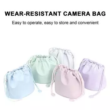 Сумка для хранения камеры, большая вместительная водонепроницаемая сумка на шнурке, портативная сумка для фотообъектива на плечо белый