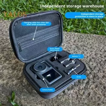 Сумка для хранения камеры Жесткий чехол из этиленвинилацетата с сетчатым карманом на молнии Противоударный ударопрочный чехол для переноски экшн-камеры для OSMO ACTION 4/3 чёрный