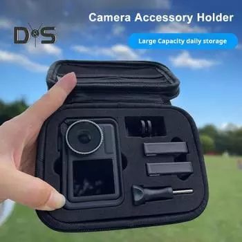 Сумка для хранения камеры Жесткий чехол из этиленвинилацетата с сетчатым карманом на молнии Противоударный ударопрочный чехол для переноски экшн-камеры для OSMO ACTION 4/3 чёрный