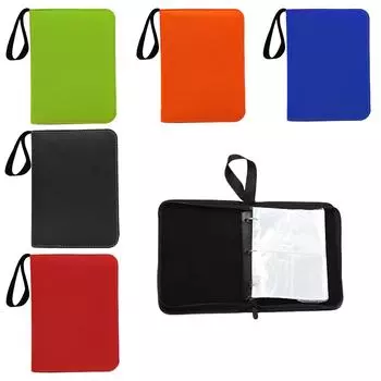 Сумка для хранения карточек с однотонной сотовой текстурой, четыре отделения, 400 прозрачных карманов для карточек One Size чёрный