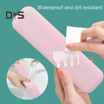 Сумка для хранения кистей для макияжа, пылезащитная конструкция, водостойкая, компактная, силиконовая, органайзер для хранения косметики розовый