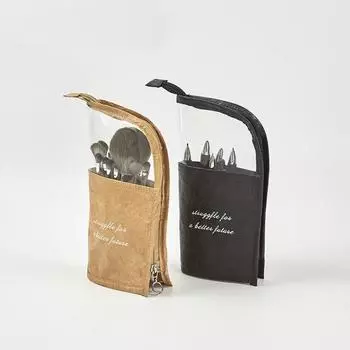 Сумка для хранения кистей для макияжа Водонепроницаемая косметичка Портативная косметичка Кисть для теней для век Сумка для хранения карандашей для бровей чёрный