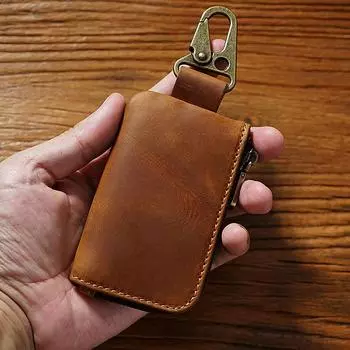 Сумка для хранения ключей из натуральной кожи, Bluetooth-наушники, брелок для ключей, автомобильный защитный чехол для смарт-ключа, ключница на молнии, кошелек для монет чёрный