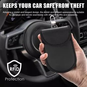 Сумка для хранения ключей от машины, брелок для ключей, двухслойный дизайн, компактный портативный противоугонный чехол для ключей от машины, органайзер прохладный черный