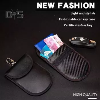 Сумка для хранения ключей от машины, брелок для ключей, двухслойный дизайн, компактный портативный противоугонный чехол для ключей от машины, органайзер прохладный черный