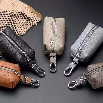 Сумка для хранения ключей с одной/двойной молнией, простая помада, чехол для наушников, защитный чехол для ключей для мужчин/женщин Khaki-Single Zipper