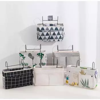 Сумка для хранения книг из хлопка и льна, органайзер для всякой всячины на тумбочке, настенный держатель для хранения вещей, переносной держатель для хранения 30x11x19cm